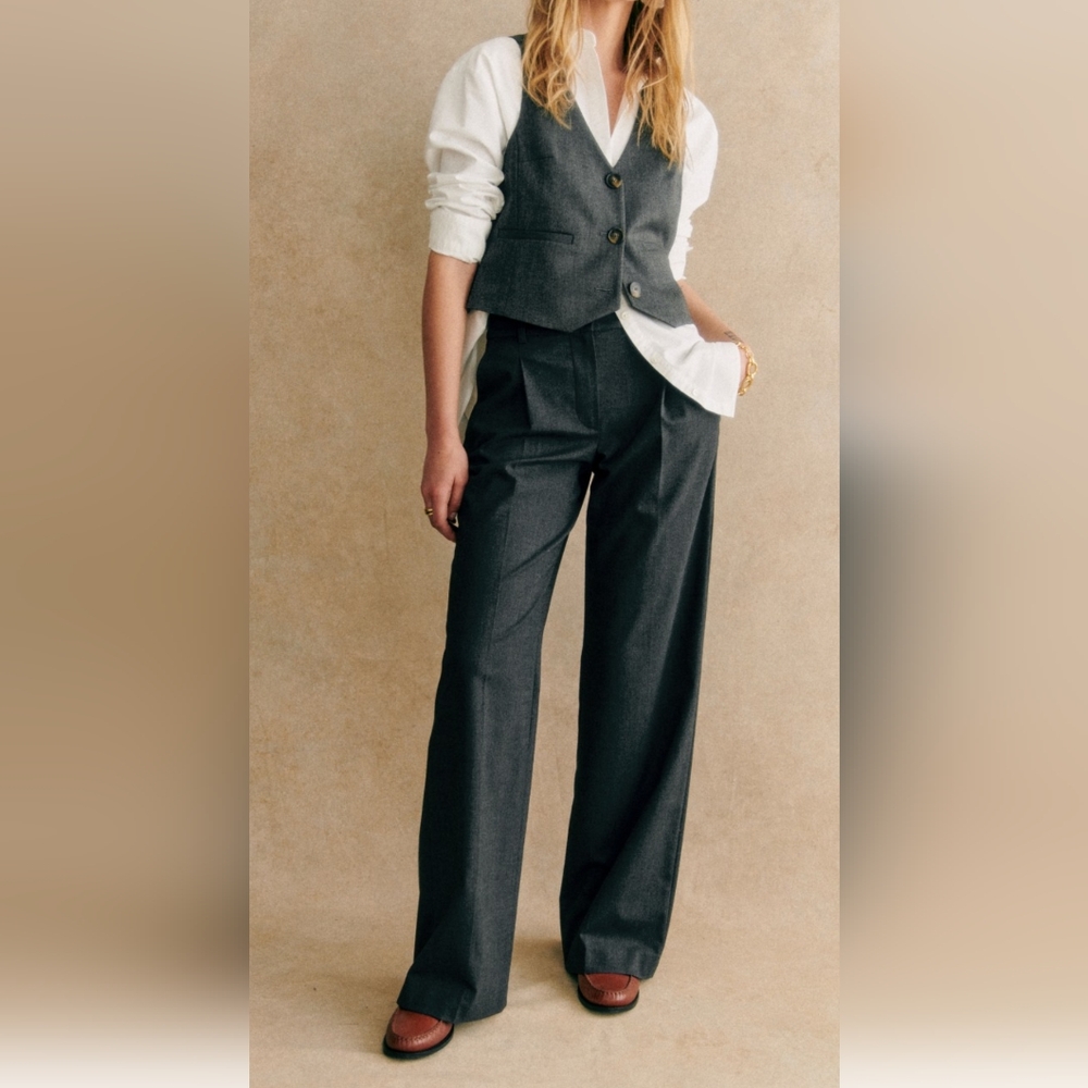 Sezane Gray Wide Leg Pants